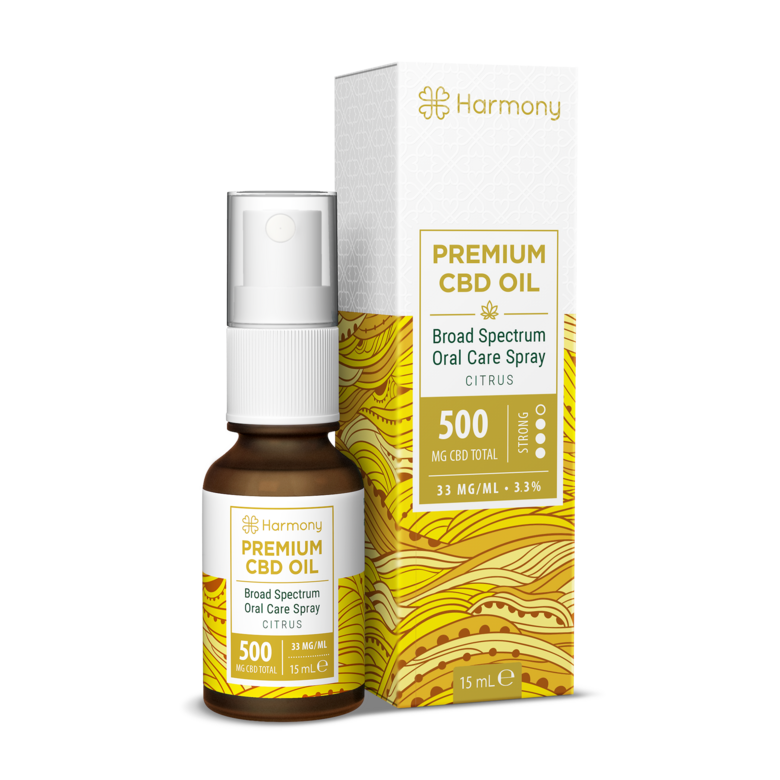 CBD sprejs CITRUS, 500mg 15ml, bez THC, HARMONY